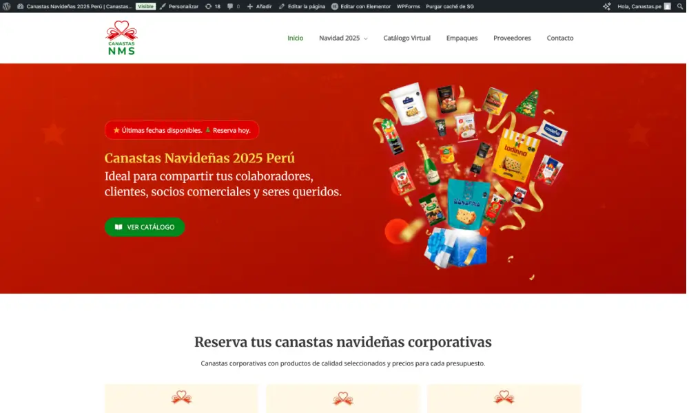Tienda online e-commerce de alto rendimiento desarrollada para Canastas.pe